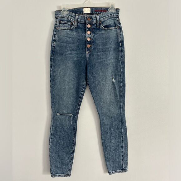 Alice + Olivia Good High Rise Exposed Button Jeans In Tried & True 28 - Picture 1 of 7